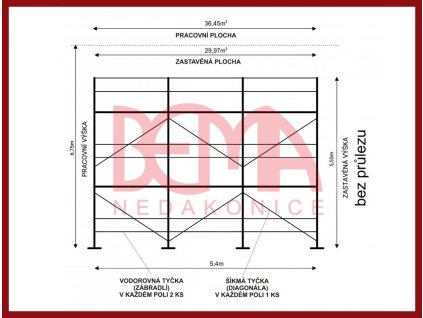 Lešení kostka bez průlezové podlážky 36,45m2