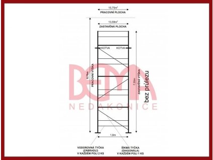 Kostka lešení 15,75m2 bez průlezové podlážky