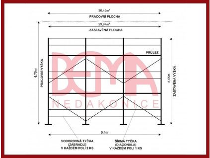 Lešení kostka s průlezovou podlážkou 36,45m2