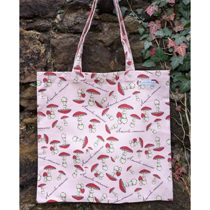 Taška nejen na houby "Muchomůrky" růžová