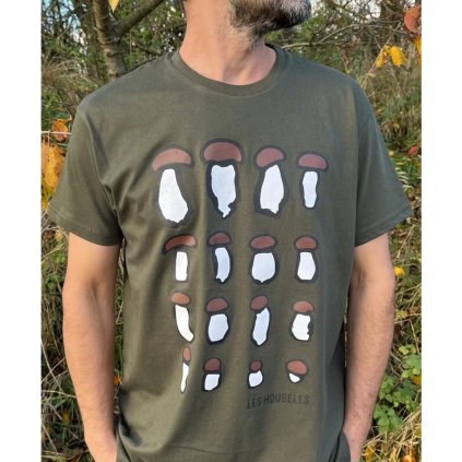 Pánské tričko "Hřiby" khaki