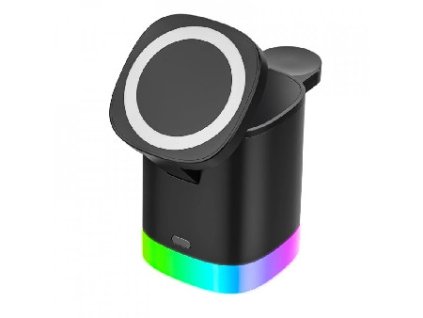 Stanice 3v1 je vhodná pro bezdrátové nabíjení telefonů s krytem Magsafe, sluchátek AirPods a Apple Watch hodinek.