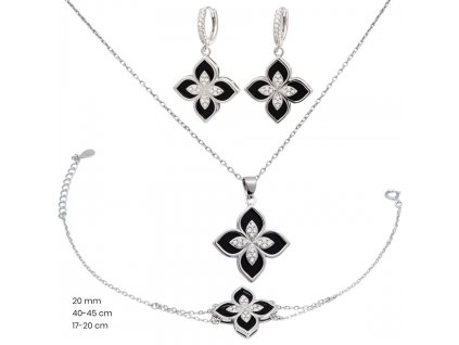 strieborny-set-nausnice-nahrdelnik-a-naramok-s-ciernymi-kvetinkami-a-cirymi-zirkonmi-40150602