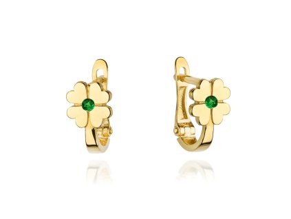 zlate-nausnice-stvorlistok-so-zelenym-zirkonom-25110