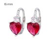Strieborné náušnice srdiečko s veľkým ružovým zirkónom a malými čírymi zirkónmi 40145901