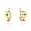 zlate-nausnice-stvorlistok-so-zelenym-zirkonom-25110