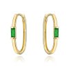 Zlaté náušnice kruhové so zeleným kameňom