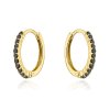 Zlaté kruhové náušnice osadené čiernymi kamienkami