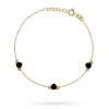 Náramok so zlatými gravírovanými guľôčkami a čiernymi kameňmi
