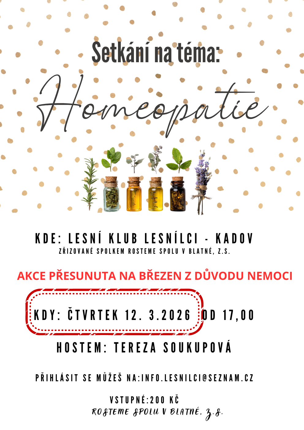 Setkání na téma Homeopatie - čtvrtek 12.3.2026 od 17,00