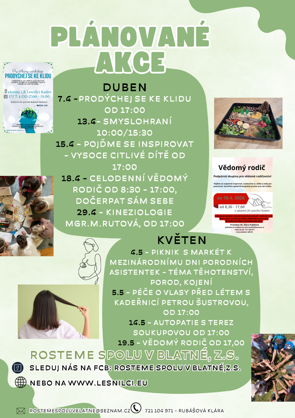 Plánované akce u Lesnílků na duben a květen