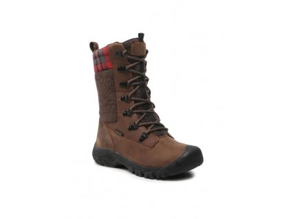 DÁMSKA ZIMNÁ OBUV KEEN GRETA TALL BOOT WP DARK BROWN/RED PLAID