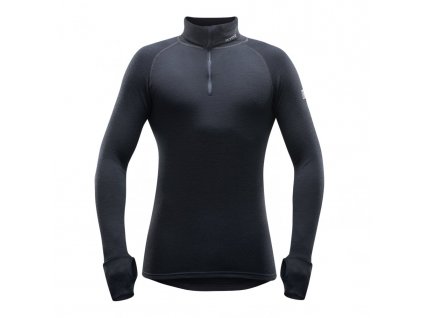 PÁNSKE DVOJVRSTVOVÉ MERINO TRIČKO S ROLÁKOM NA ZIPS DEVOLD EXPEDITION BLACK (Odevy veľkosť EU M)