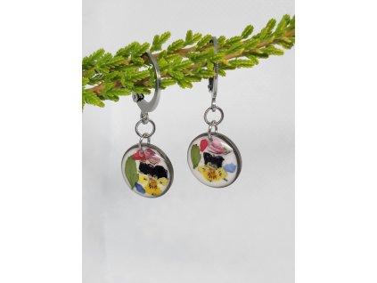 Náušnice Maceška 4 barev - kulaté vysací