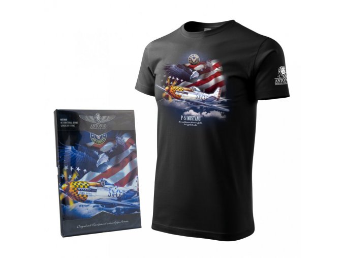 35e568d3fbd099 t shirt with aircraft p 51d mustang 1