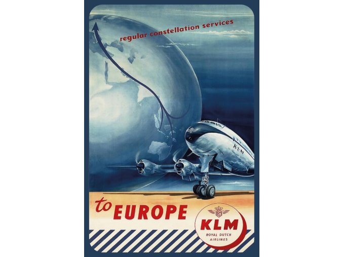 mtsa4365 regular constellation service to europe klm royal dutch airlines lockheed l 049 vintage metal poster metal sign x99 173506 0