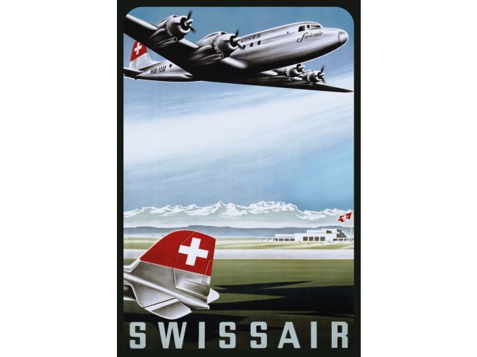 av0027 swissair dc 4 vintage metal poster metal sign xfb 173525 0