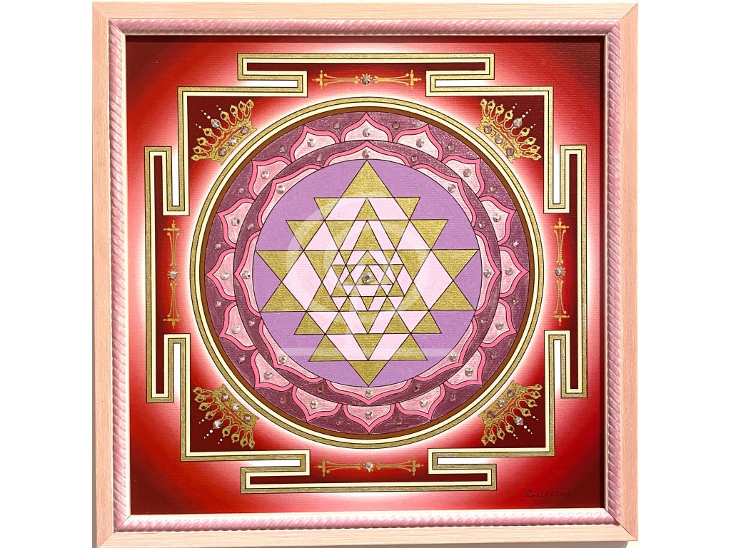 Obraz Mandala Šrí Jantra Pink krystal 30x30cm