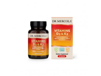 Dr. Mercola Vitamín D3 5000 IU + K2 180mcg, 30 kapslí