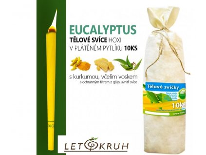 HOXI Tělové svíce s Eukalyptem v plátěném pytlíku (10 ks)