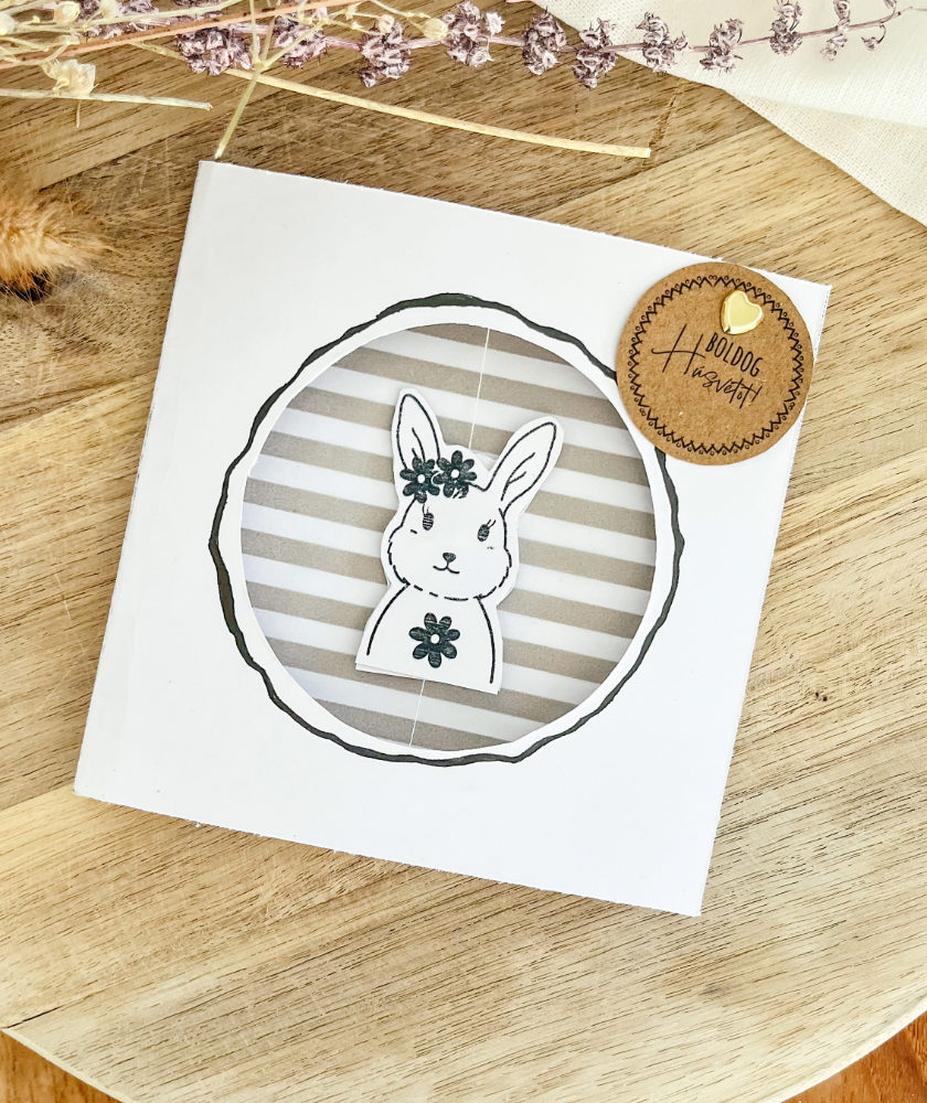 DIY KREATÍV ÚTMUTATÓ - HÚSVÉTI KÉPESLAP PÖRGŐS NYUSZIVAL