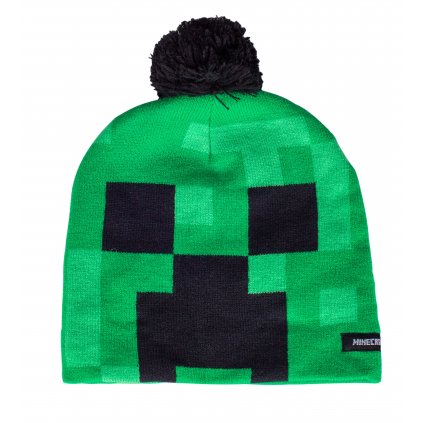 Zimní úpletová čepice MINECRAFT CREEPER - zelená