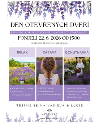 💜 Jen jednou za rok se levandulové pole promění v místo plné vůní, zážitků a setkání. Přijďte s námi prožít Den otevřených...