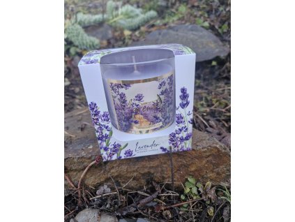 Aromatická svíčka, vůně a design levandule