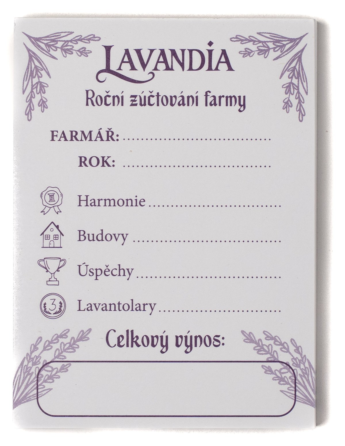Bloček ročného zúčtovania farmy