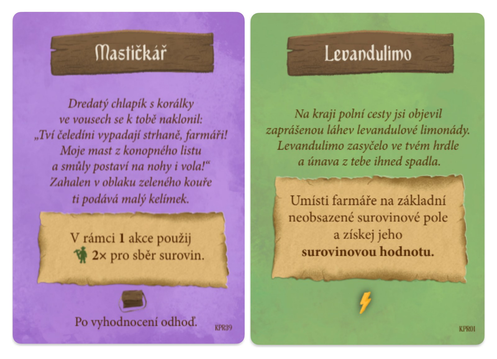 Karty průzkumu, líc
