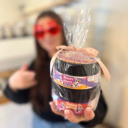 Hýčkací dárková sada - Meruňka & levandule 🌿🍑  máslo + peeling = dvojitá porce radosti