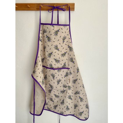 Levandulová zástěra s BIO pytlíčkem levandule