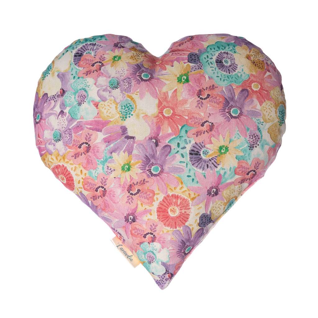 Lavandia Vonný levandulový polštář ve tvaru srdce 30 x 30 cm Vzor: Květ barevný mix