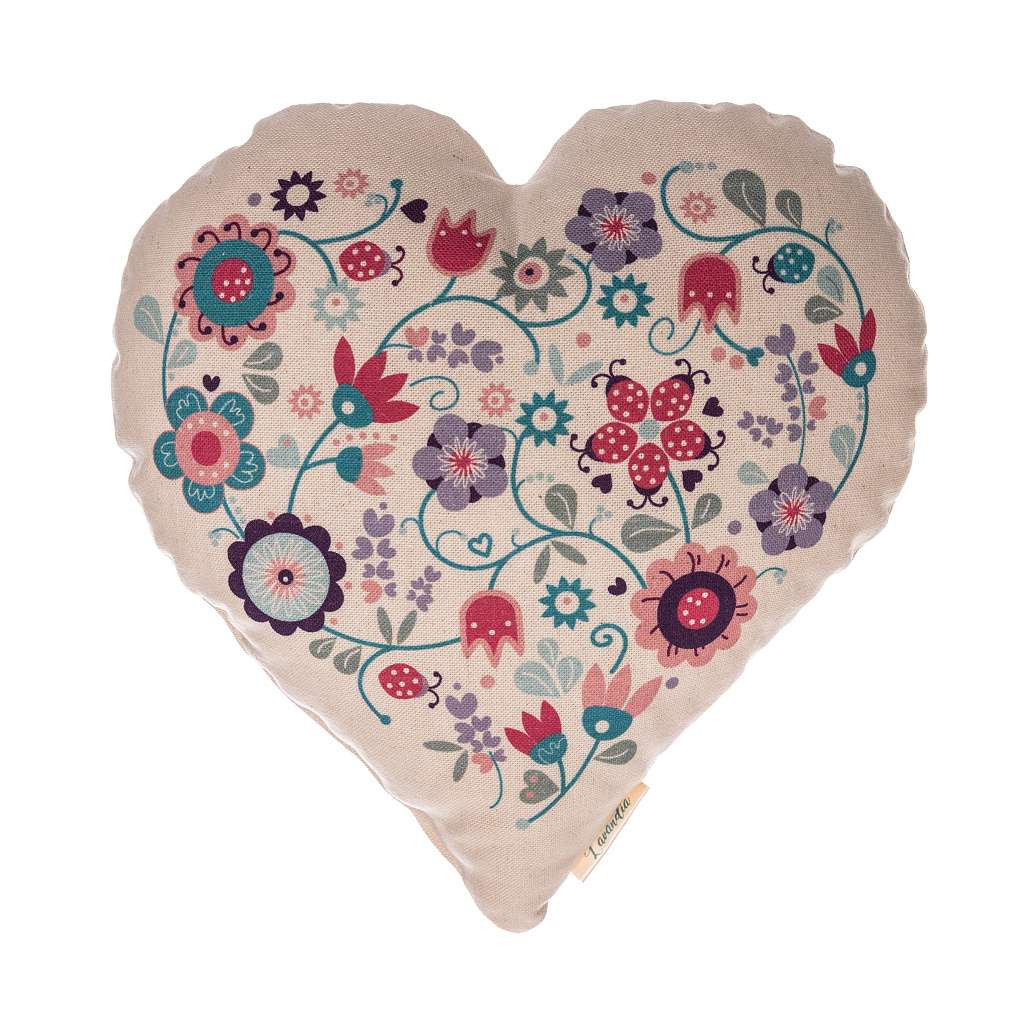 Lavandia Vonný levandulový polštář ve tvaru srdce 30 x 30 cm Vzor: Tulipány na růžové