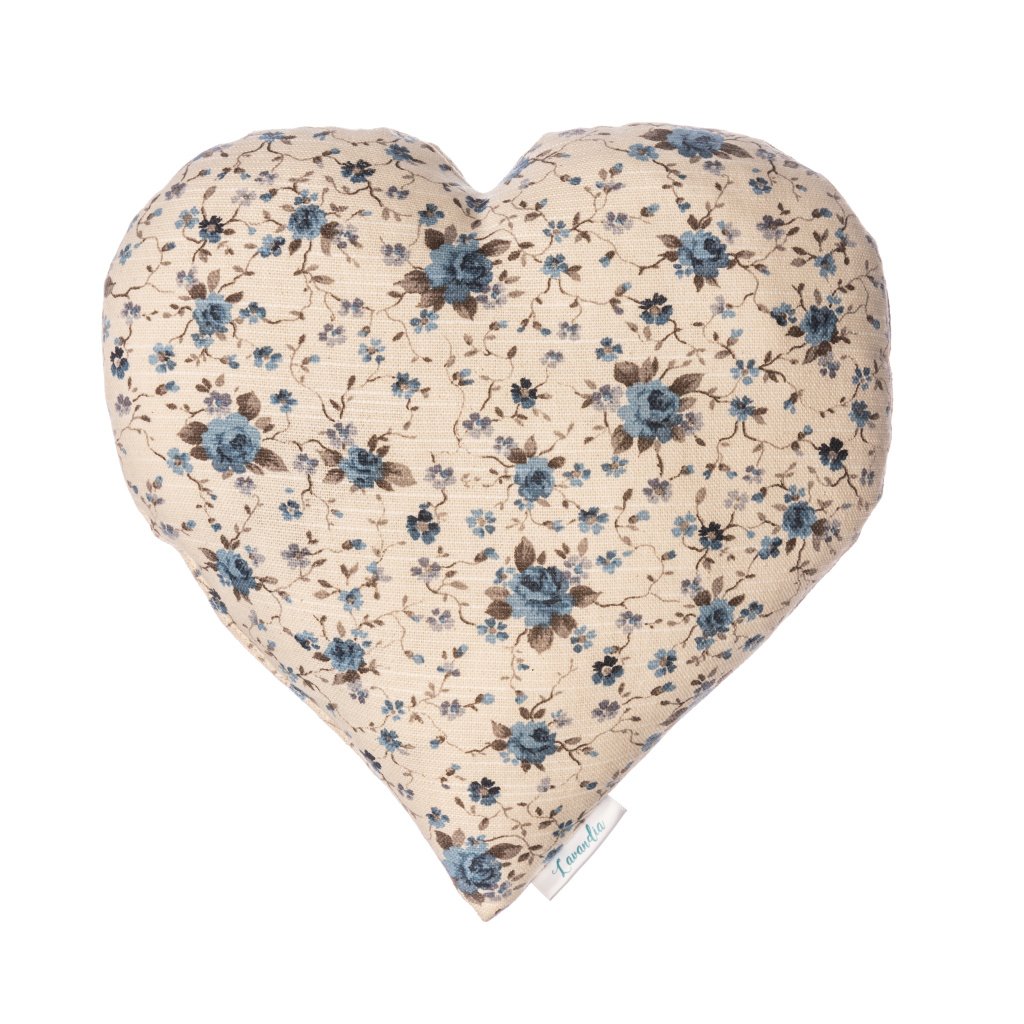 Lavandia Vonný levandulový polštář ve tvaru srdce 30 x 30 cm Vzor: Modrá růže