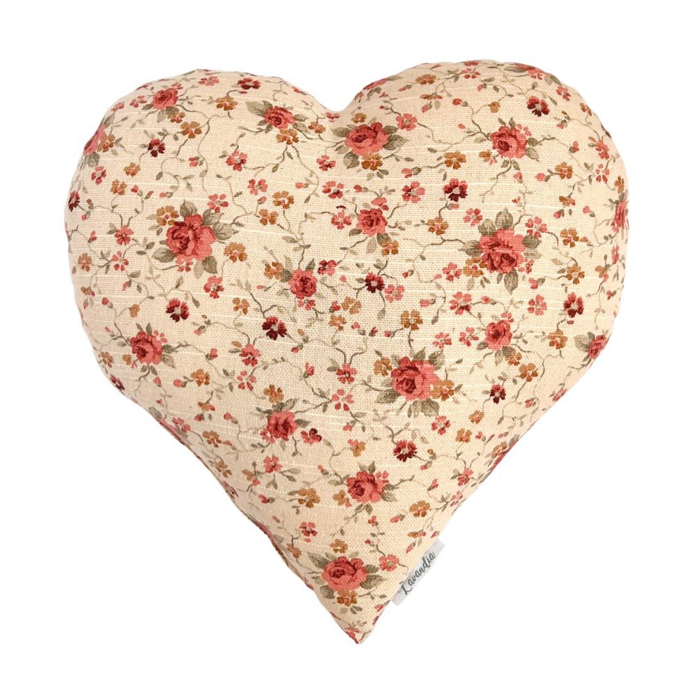 Lavandia Vonný levandulový polštář ve tvaru srdce 30 x 30 cm Vzor: Růžová růže