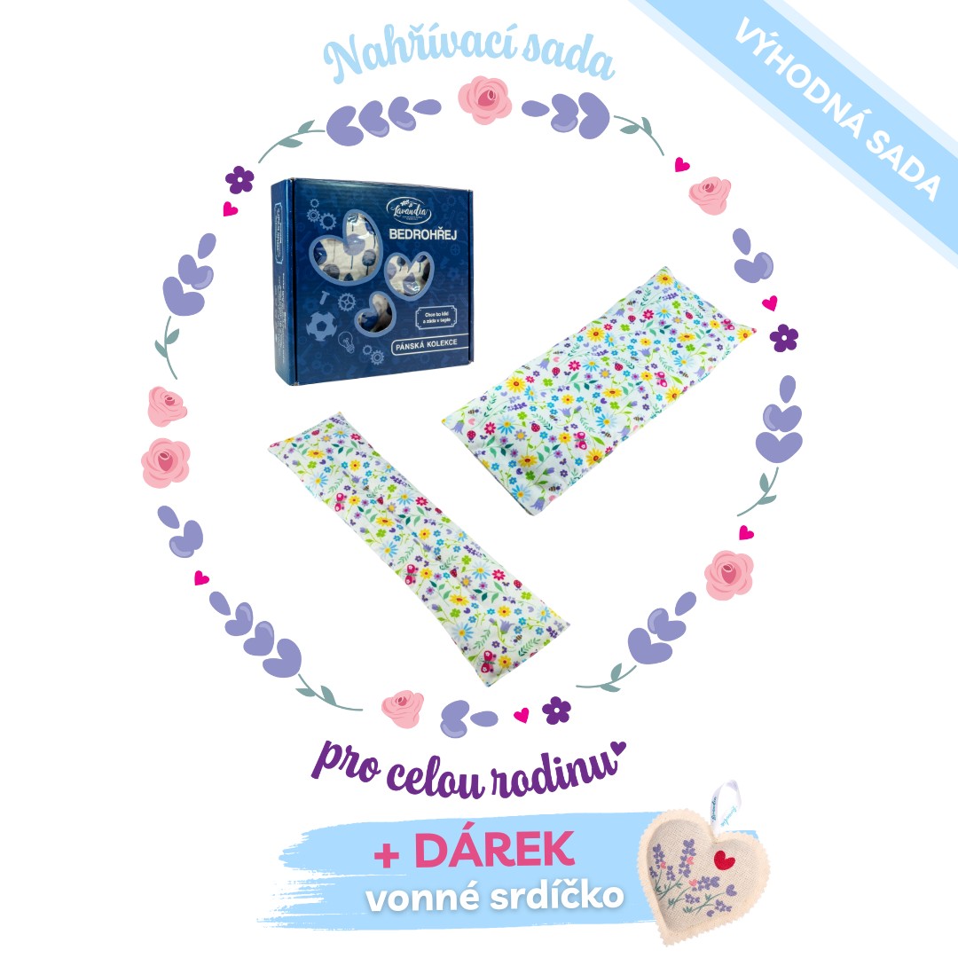 Nahřívací sada pro celou rodinu + DÁREK Vzor Látky: Rodinná sada - louka