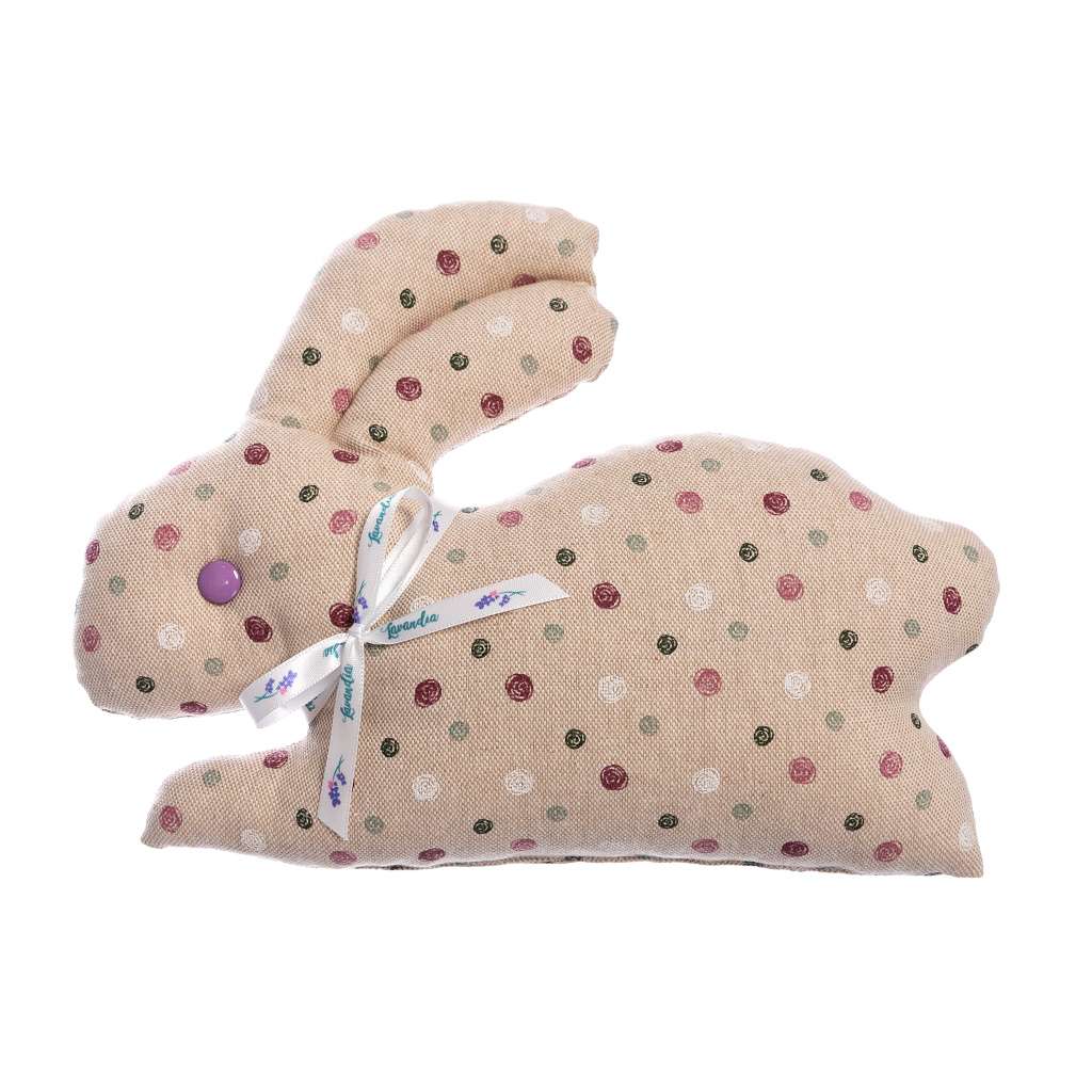 Lavandia Dekorační a relaxační polštářek ve tvaru Zajíčka s BIO levandulí 28 x 20 cm Vzor Látky: Puntík na režné