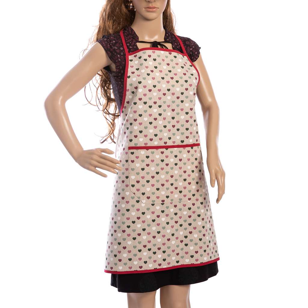 Lavandia Levandulová zástěra d 90cm x š 70cm Vzor Látky: Srdíčka na režné