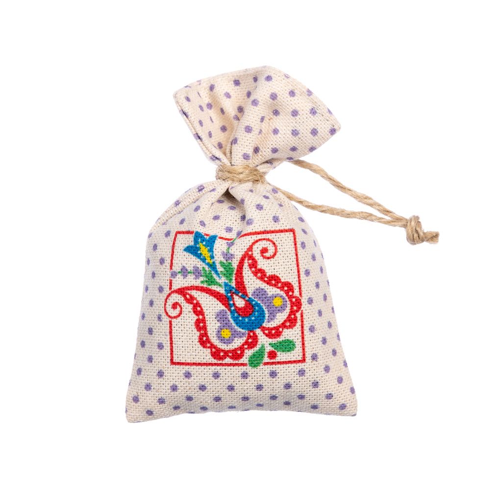 Lavandia Levnadulový EKO vonný pytlíček z recyklované látky 10 x 5 cm Vzor: Slovácký motiv puntík