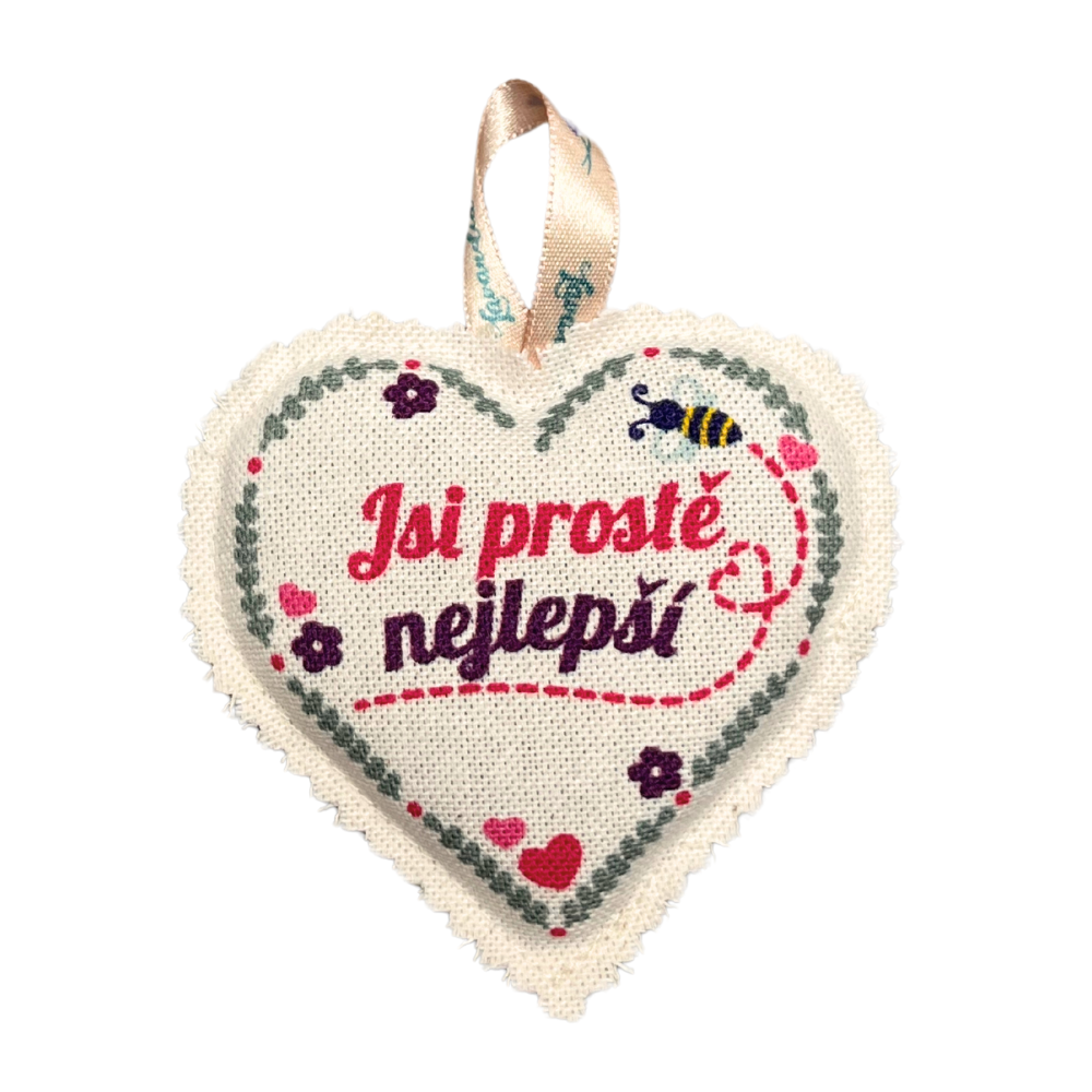 Lavandia Vonné levandulové srdíčko k zavěšení s BIO levandulí Vzor: Jsi prostě nejlepší