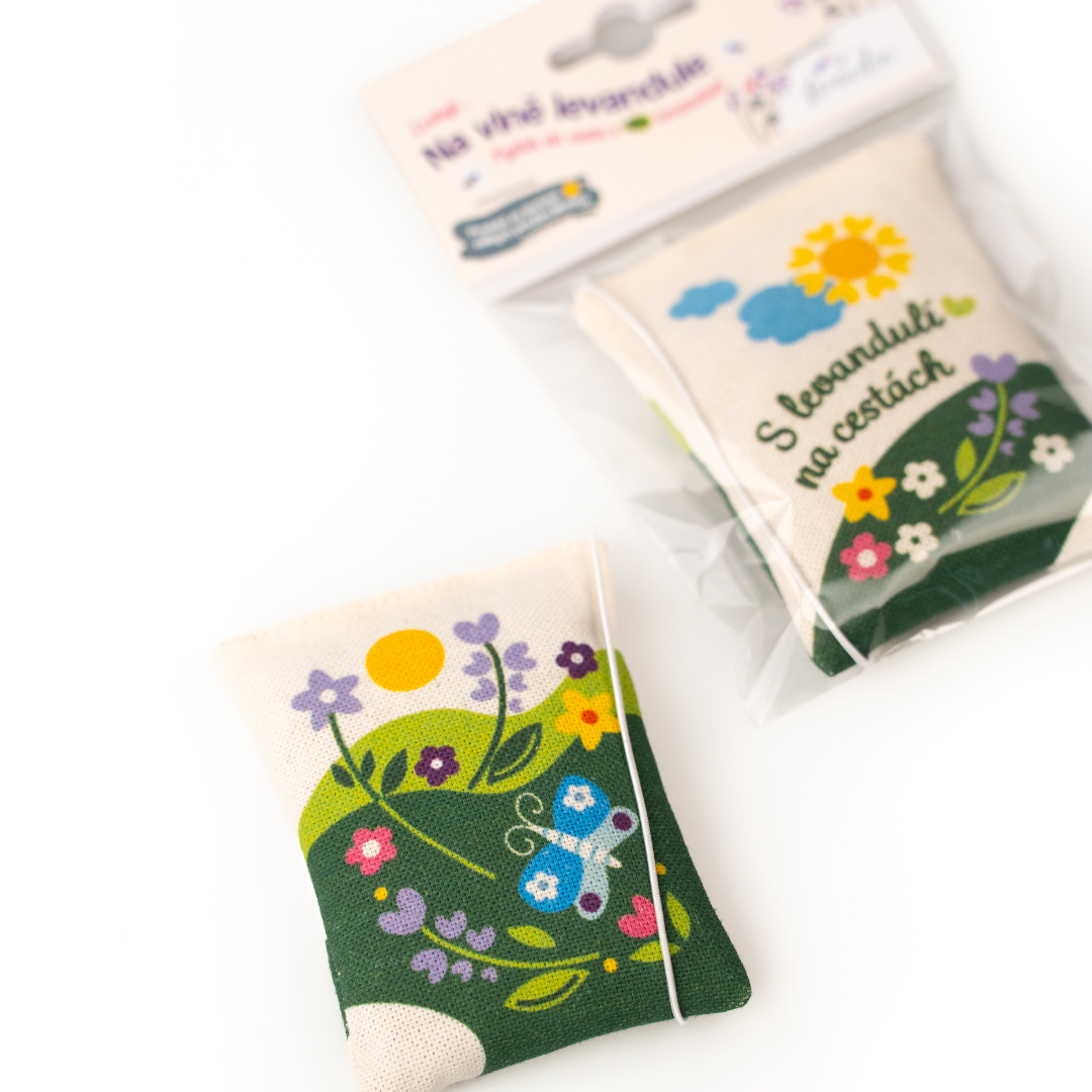 Lavandia Relaxační vonný pytlík do auta 10 x 5 cm Vzor Látky: Louka