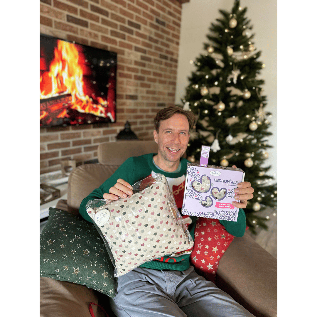 Hřejivá uklidňující voňavá sada - polštáře a olej Vzor Látky: Srdíčková