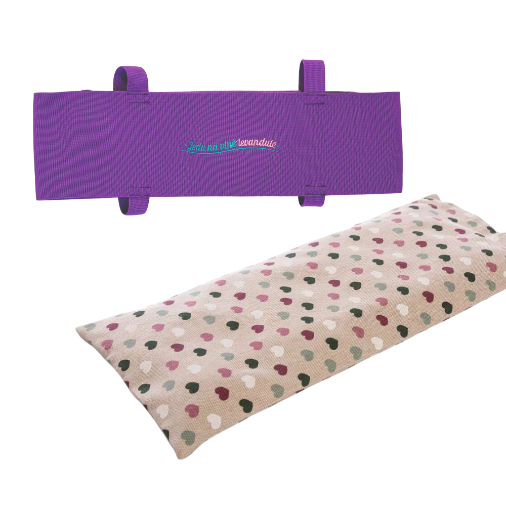 Bedropás + bedrohřej - speciální sada pro Vaše pohodlí a úlevu od bolesti Velikost: XXL - s výšivkou bedropásu, Vzor Látky: Srdíčka na režné