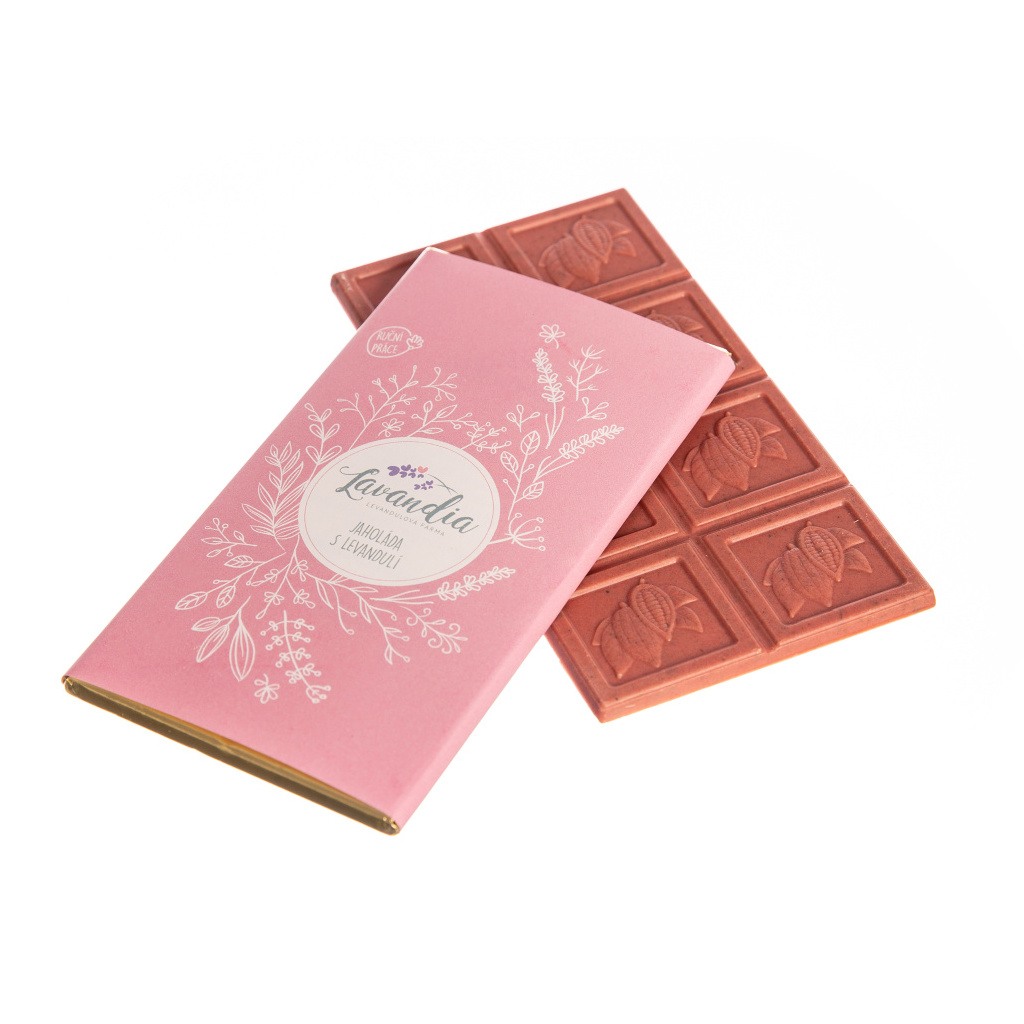 Lavandia Jahodová bílá čokoláda s levandulí 50 g