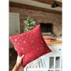 Vánoční vonný polštář 40 x 40 cm červený  Levandulový polštář Lavandia vzor hvězdy