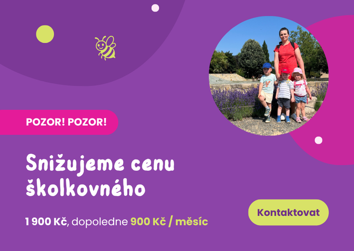 Snižujeme cenu školkovného - dětská skupiny Lázně Bělohrad Brtev