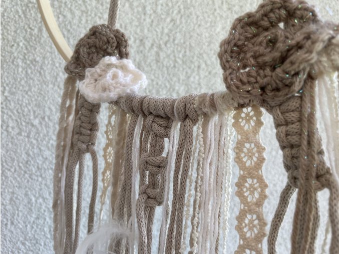 Lapač snů bambusový s květinami a MACRAME