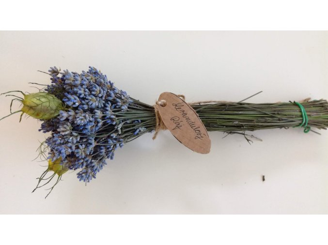 Sušená kytička dvoubarevná levandule s černuchou