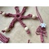 Vánoční ozdoby macrame starorůžové s andělkou